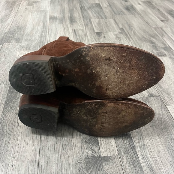 Tecovas Size 9 D The Johnny Suede Brown Cowboy Boots Men EUC - Picture 11 of 11